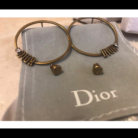 Dior Jewelry - VTG DIOR HOOP EARRINGS WITH CRYSTALS WITH POUCH